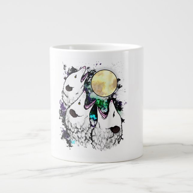 Funny Opossum Mug | Screaming Possum Moon Design Jumbo Mugg (Framsidan)