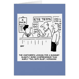 Funny Optician Ge och Över Förenklad Öga-test Hälsningskort