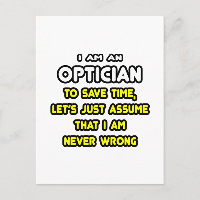 Funny Optician T-Shirts and Gifts Vykort (Framsida)