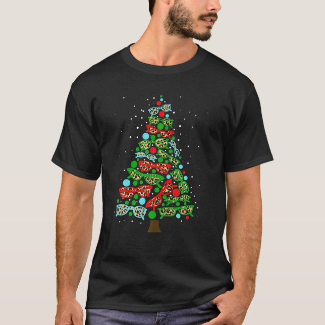 Funny Optometrist Sunglasses Christmas Tree Optici T Shirt (Framsida)