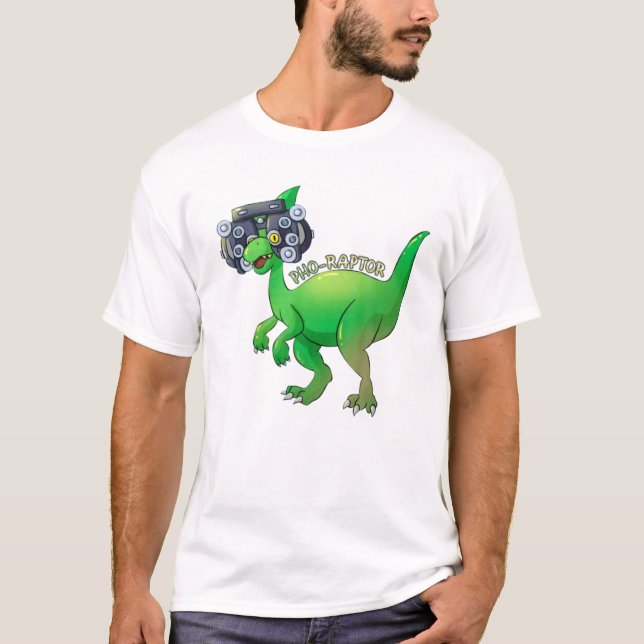 Funny Optometry Dinosaur Phoropter Pho-Raptor Opti T Shirt (Framsida)