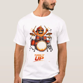 Funny Orange Drummer Character Music Illustration T Shirt
