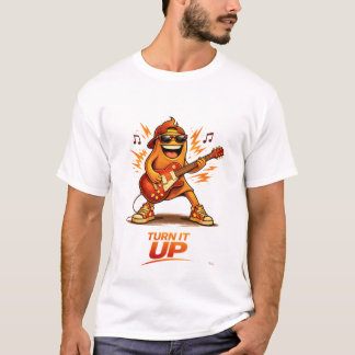 Funny Orange Guitar Player Character Music T Shirt
