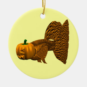 Funny Orange Guppy Julgransprydnad Keramik
