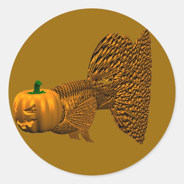 Funny Orange Guppy Runt Klistermärke (Framsida)