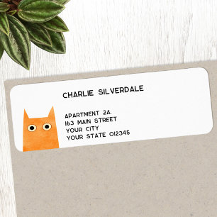 Funny Orange Kat-Returadress Returadress Etikett