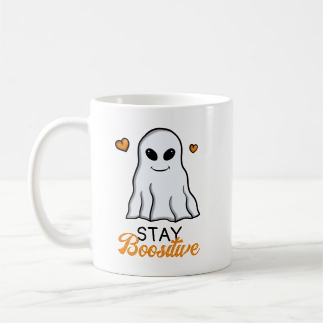 Funny Orange och Black Cute Ghost Halloween Kaffemugg (Vänster)