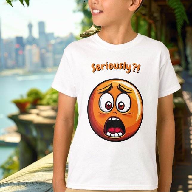Funny Orange Shocken Emoji Kids T-Shirt (Skapare uppladdad)