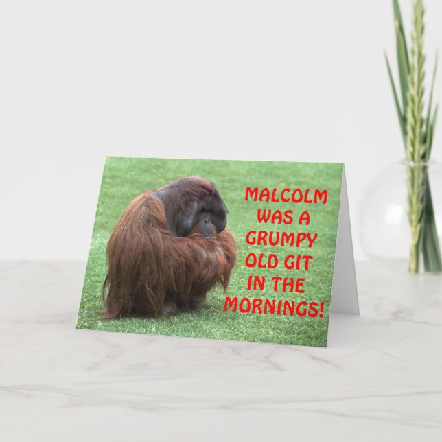 Funny Orangutan Grumpy Old Git Greeting Card Kort (Framsida)