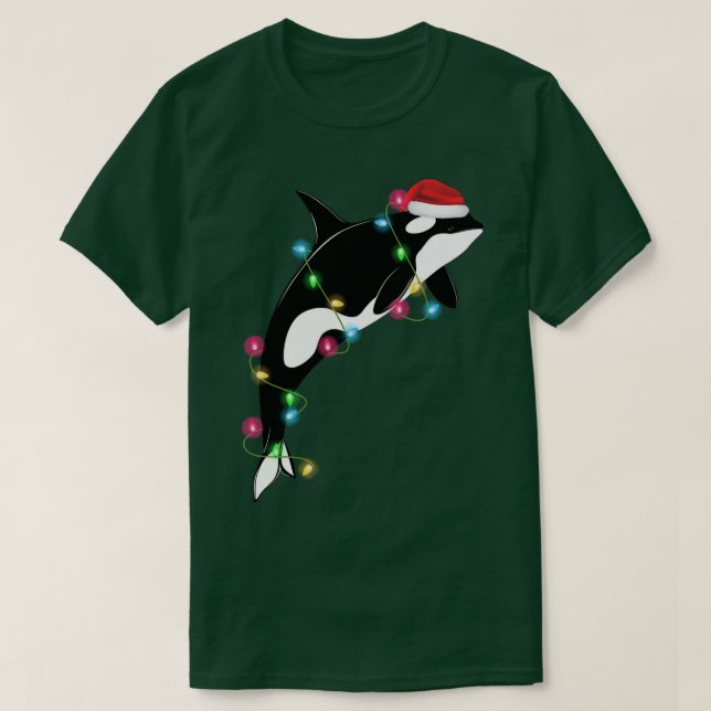 Funny Orca Killer Whale Santa Hat Christmas Sea An T Shirt (Design framsida)