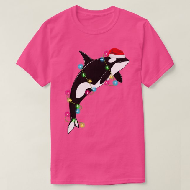 Funny Orca Killer Whale Santa Hat T Shirt (Design framsida)