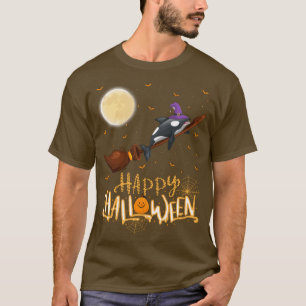 Funny Orca Ride Witch Shot Orca Fish Halloween 101 T Shirt