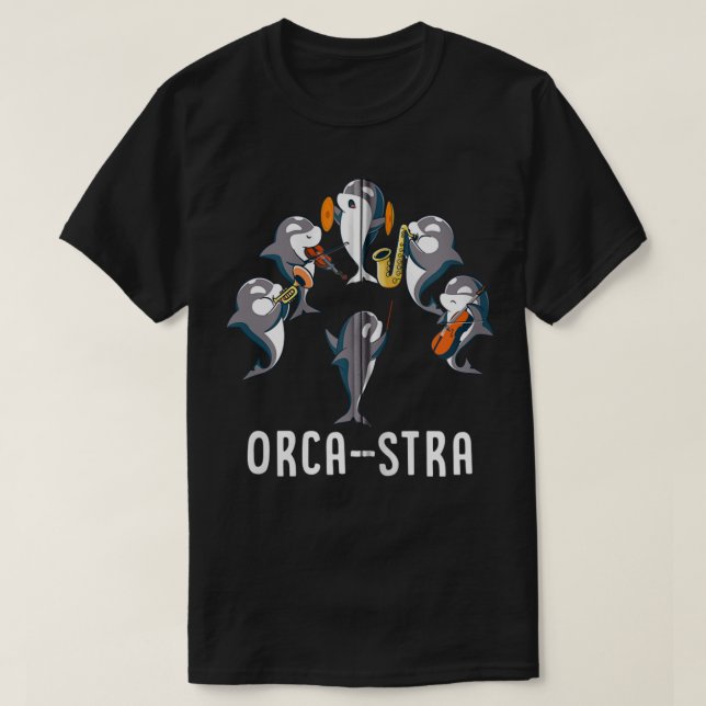 Funny Orca-stra Orca Killer Whale Orchestra Zip Ho T Shirt (Design framsida)