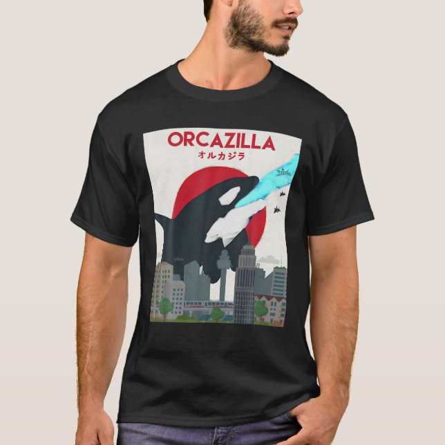 Funny Orcazilla Killer Whale Gift för Orca Älskare T Shirt (Framsida)