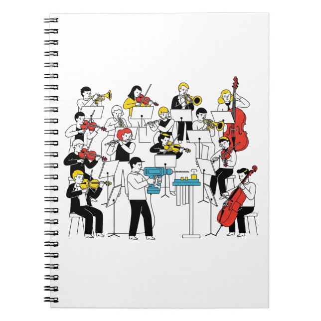 Funny Orchestra Illustration - Drill Player Anteckningsbok (Framsidan)