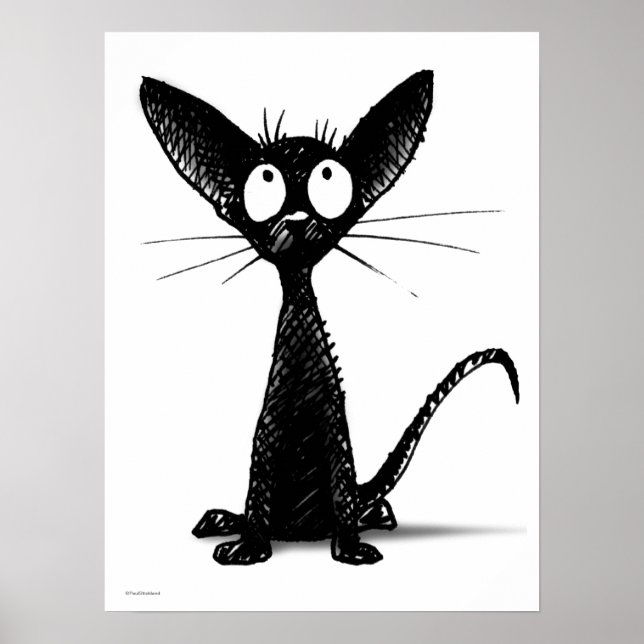 Funny Oriental Black Cat Poster (Framsidan)
