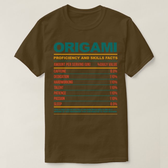 Funny Origami Nutritional Facts T Shirt (Design framsida)