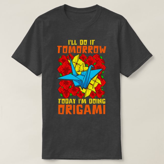 Funny Origami Paper Crane T Shirt (Design framsida)