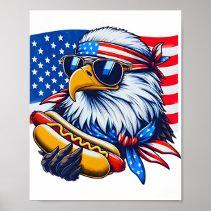 Funny Örn Hotdog American Flagga 4 juli Poster