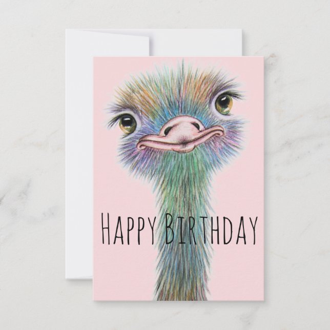 Funny Ostrich Anpassade Birthday Card (Framsida)