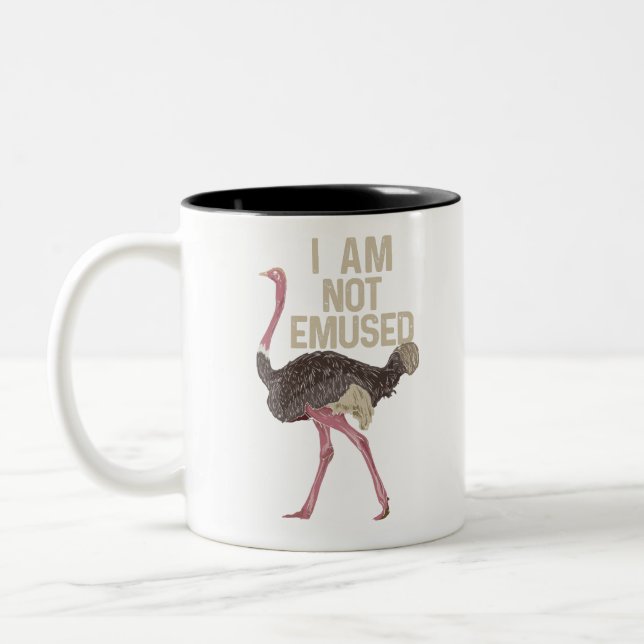 FUNNY OSTRICH BIRD: I Am Not Emused Två-Tonad Mugg (Vänster)