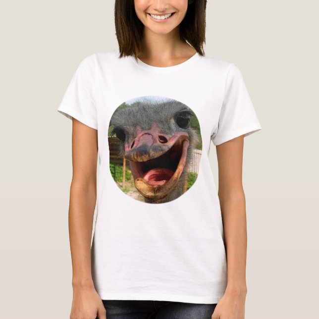 Funny Ostrich Bird Photo What's Up Tee Shirt (Framsida)