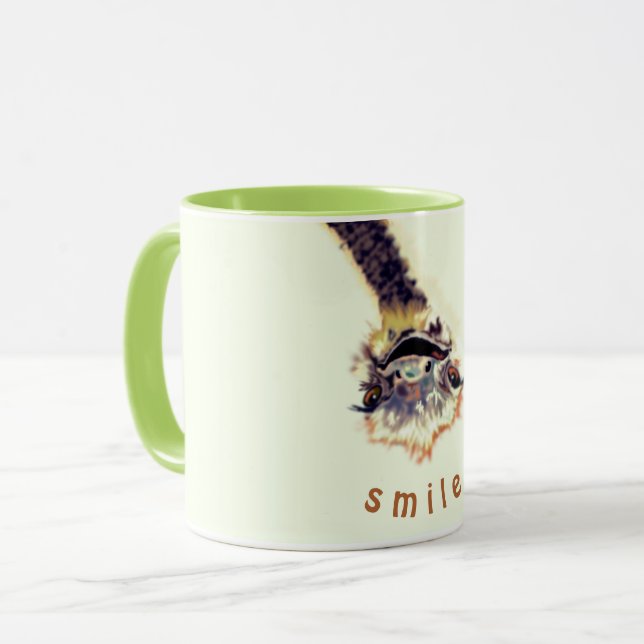 Funny Ostrich Coffee Mugg - Anpassningsbar Text (Framsida vänster)