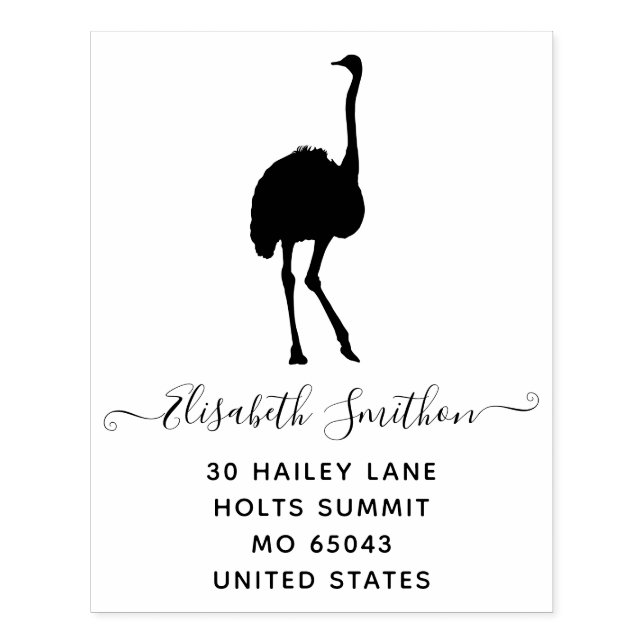 Funny Ostrich Cute Bird Animal Personal Stationery Stämpel (Tryck)