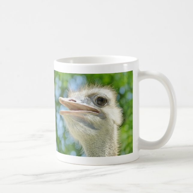 Funny Ostrich Porträtt Photo Kaffemugg (Höger)