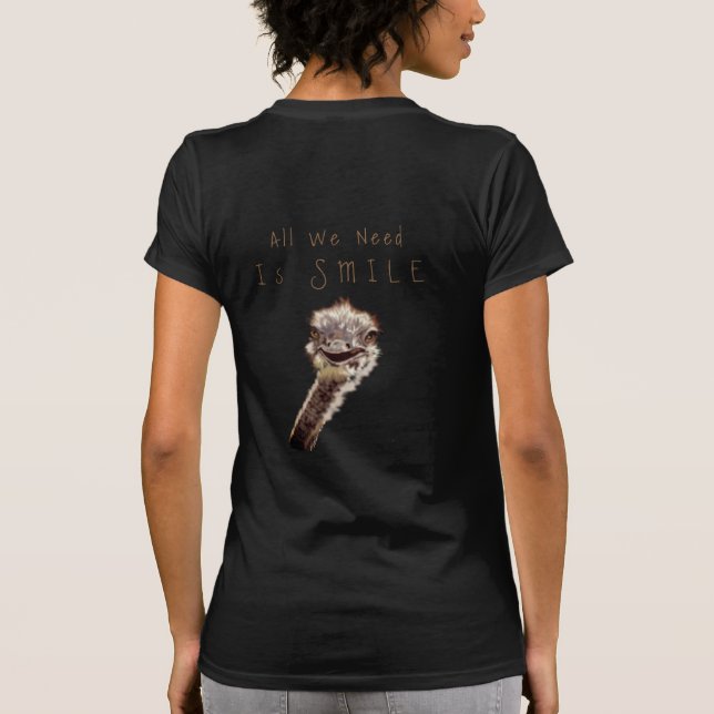 Funny Ostrich T-Shirt - Anpassningsbar Text (Baksida)