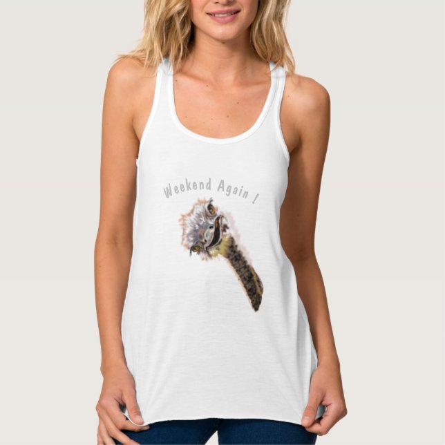 Funny Ostrich-Tanktop Linne Med Racerback (Framsida)