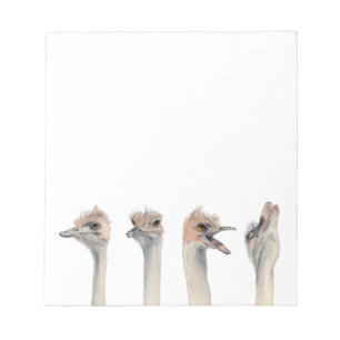 Funny Ostriches Watercolor Illustration Anteckningsblock