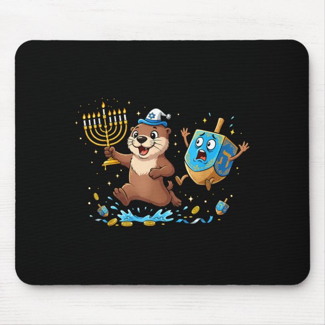 Funny Otter Dreidel Menorah Hanukkah Kids Womens M Musmatta (Framsidan)