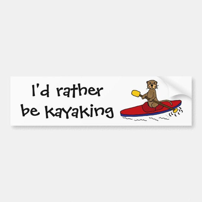 Funny Otter Kayaking Bildekal (Framsidan)