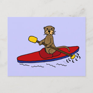 Funny Otter Kayaking Vykort