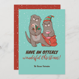Funny Otter Pun Winter Helgdag God jul Julkort