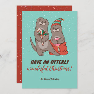 Funny Otter Pun Winter Helgdag God jul Julkort