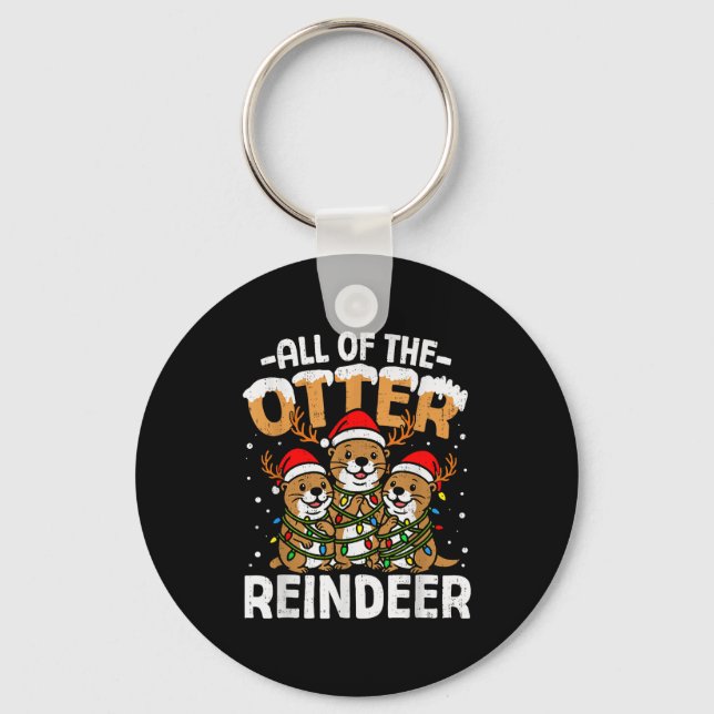 Funny Otter Reindeer Santa Christmas Animal Pun Xm Nyckelring (Framsida)