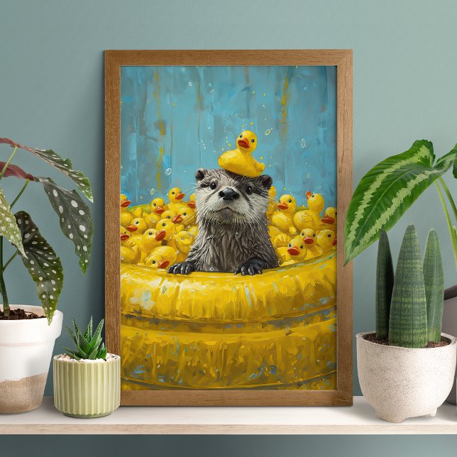 Funny Otter Rubber Duck Pool Poster (Skapare uppladdad)