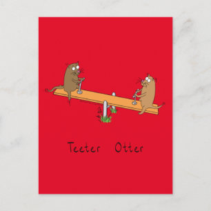 Funny Otter Teeter Totter Kids Vykort