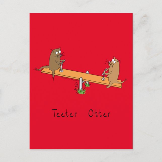Funny Otter Teeter Totter Kids Vykort (Framsida)