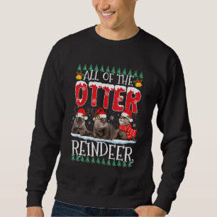 Funny Otters Reindeer Hjort Antler jul Santa Santa Lång Ärmad Tröja