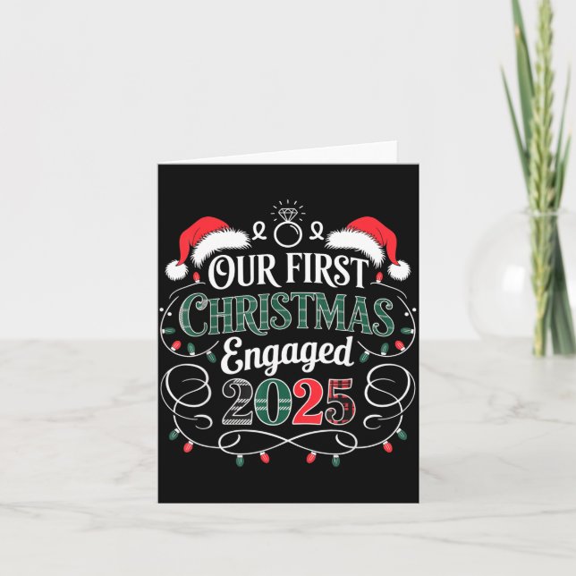 Funny Our First Christmas Engaged 2025 Couples Paj Kort (Framsida)