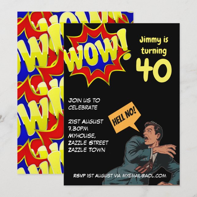 FUNNY over Backe Birthday Inbjudningskorts - EY AG Inbjudningar (Fram/baksida)