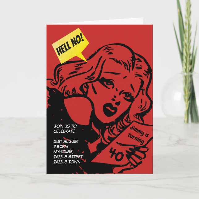 FUNNY over Backe Birthday Inbjudningskorts - Retro Inbjudan (Framsida)