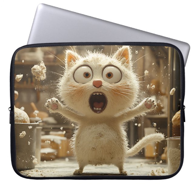 FUNNY ÖVERPRISED TJOCK KATTUNGE LAPTOP FODRAL (Framsidan)