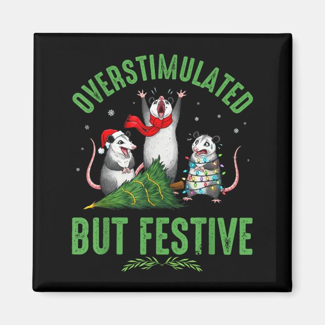 Funny Overstimulated But Festive Christmas Ssum Ho Magnet (Framsidan)