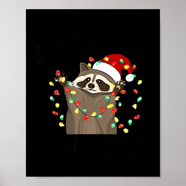 Funny Overstimulated But Festive Raccoon Christmas Poster (Framsidan)