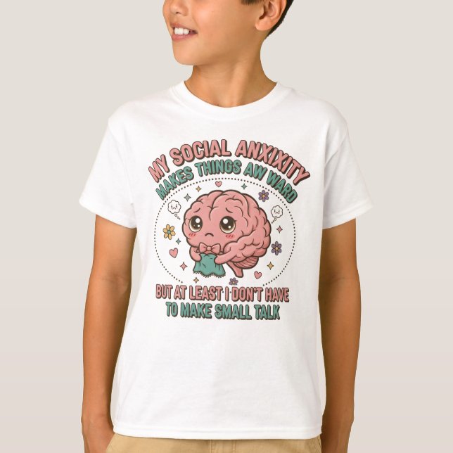 Funny Overthinking Brain Cartoon T Shirt (Framsida)