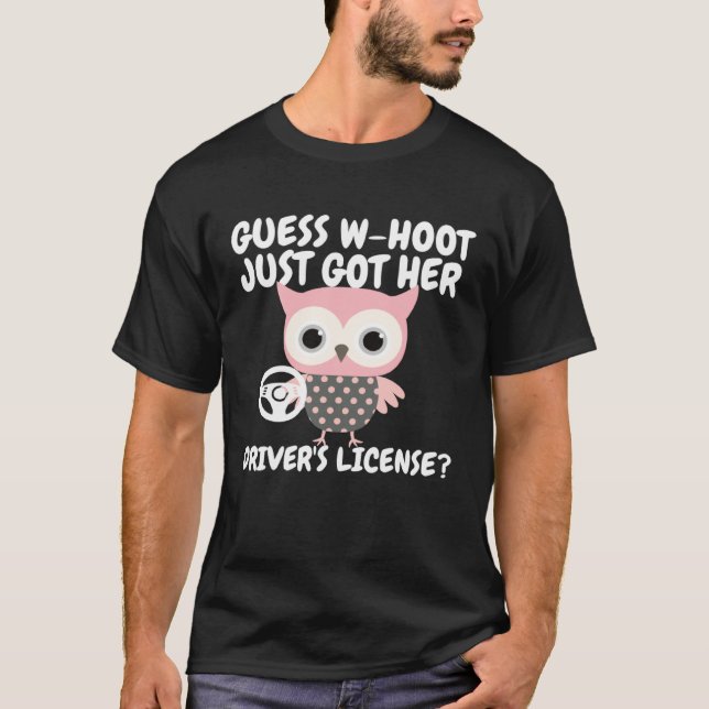 Funny Owl New Drivers License Learner's Permit For T Shirt (Framsida)